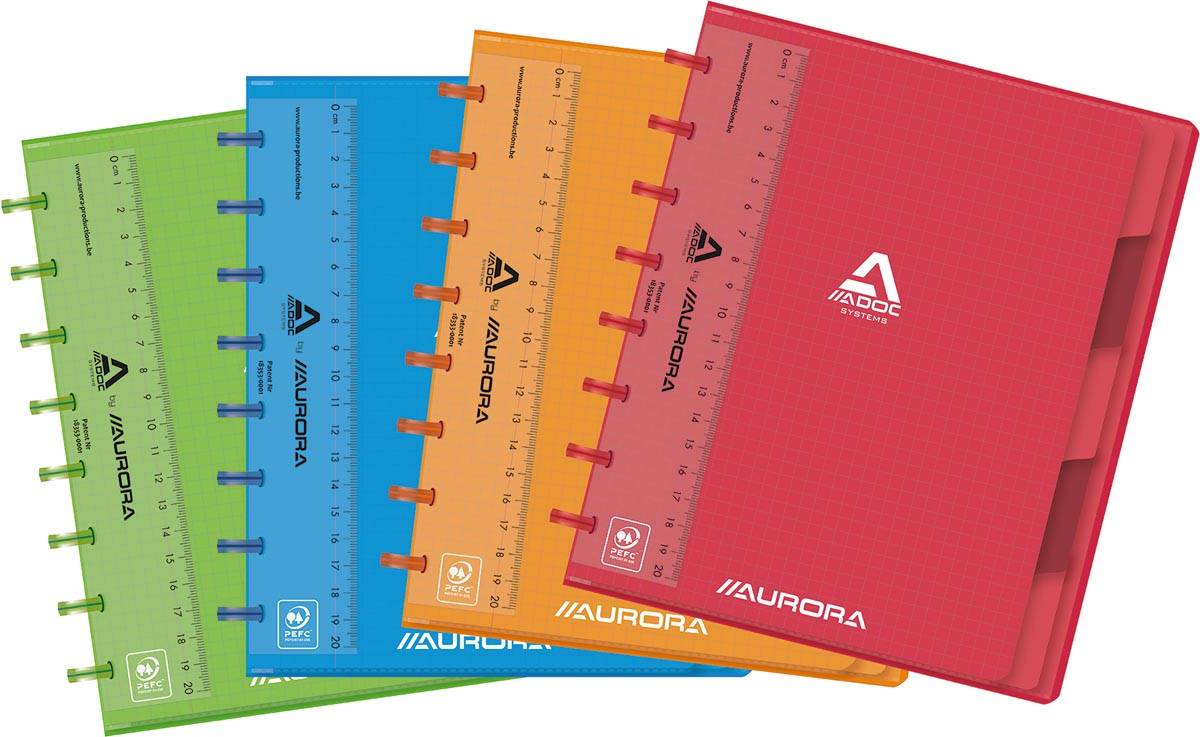 Adoc Colorlines schrift, ft A5, 144 bladzijden, geruit 5 mm, geassorteerde kleuren