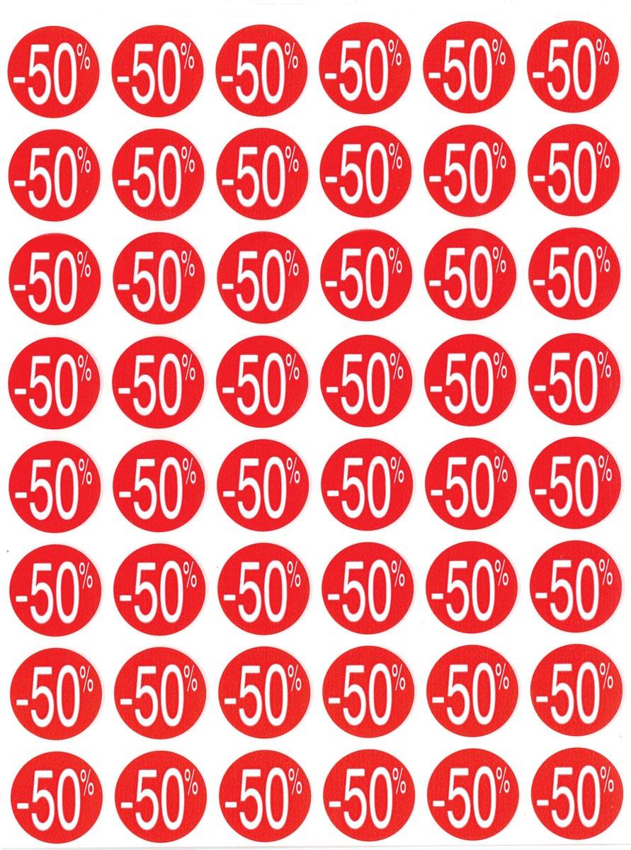 Agipa Kortinglabel -50%, rood, pak van 192 stuks, verwijderbaar