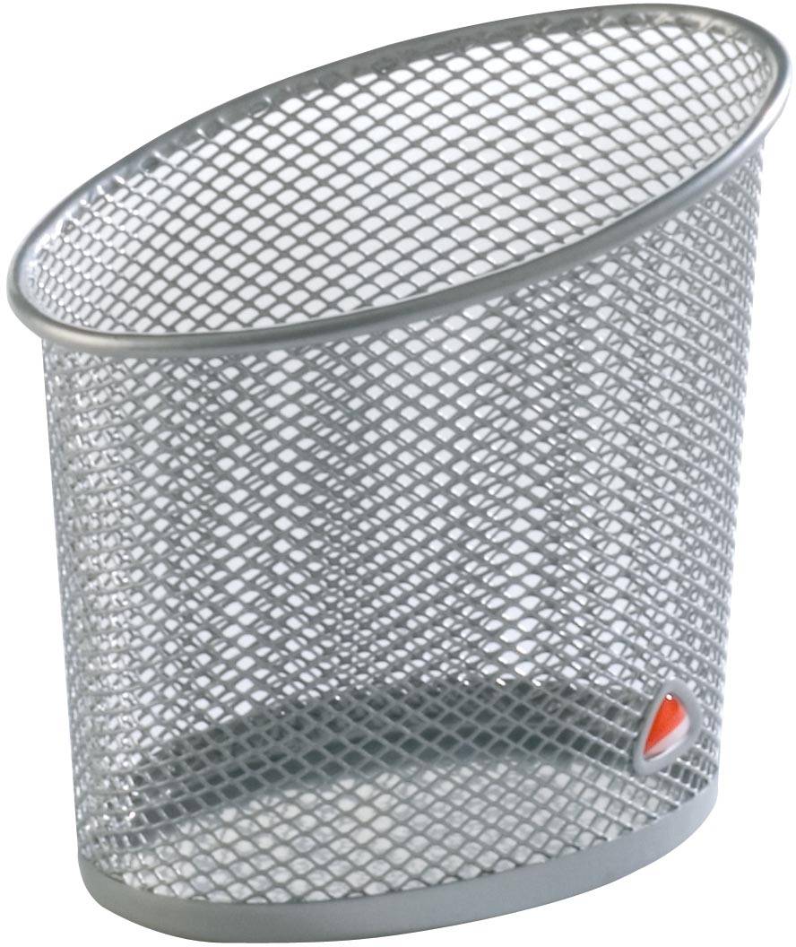Alba pennenpotje in mesh metaal, zilvergrijs