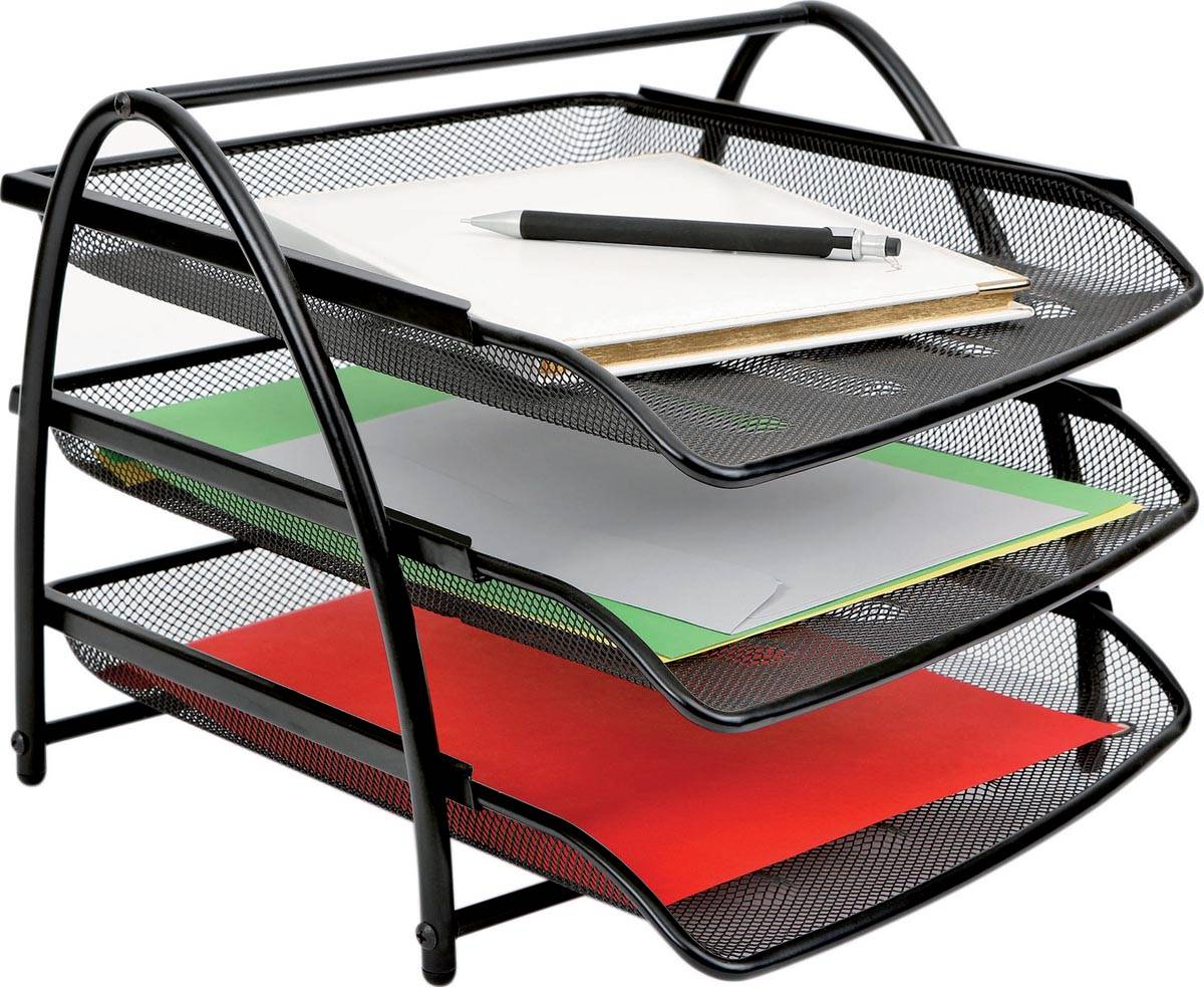 Alba set met 3 brievenbakjes in mesh metaal, voor ft A4, zwart