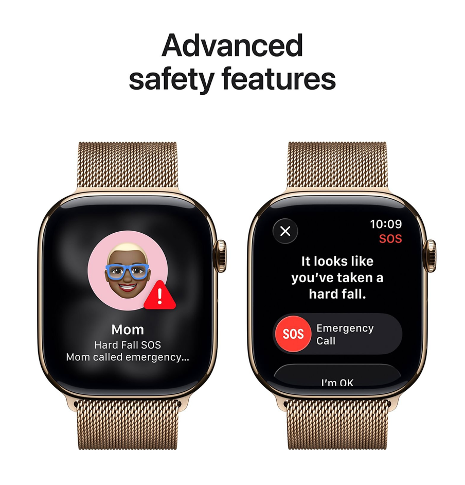 Apple Watch Series 11 46mm GPS + Cellular, Titanium, Milanees bandje S/M, Goud (Goud)