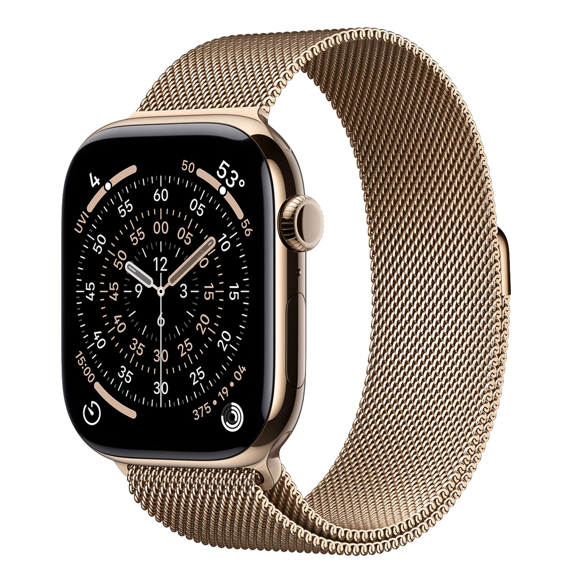 Apple Watch Series 11 46mm GPS + Cellular, Titanium, Milanees bandje S/M, Goud (Goud)