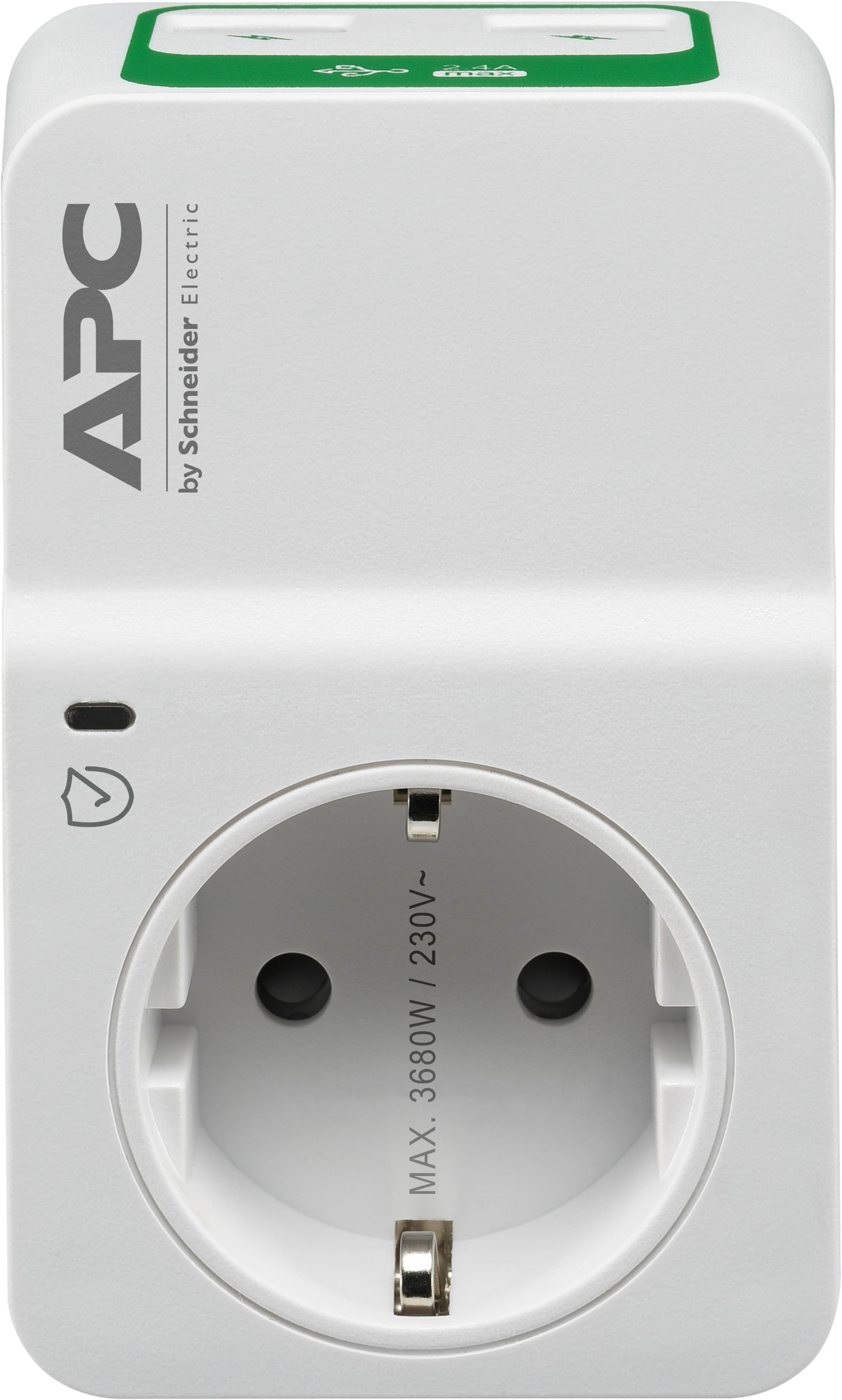 APC PM1WU2-GR Tussenstekker met overspanningsbeveiliging 3680W 1x stopcontact + 2x USB