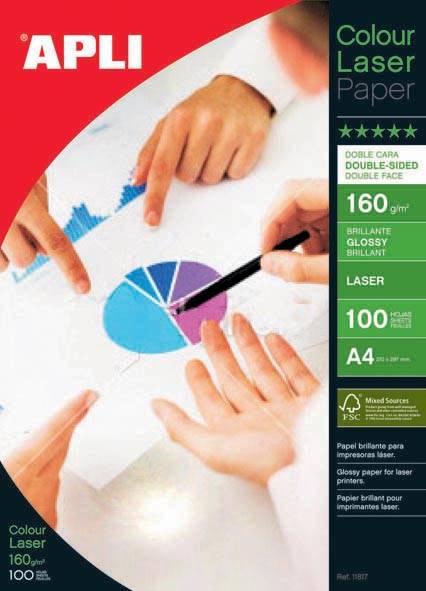 Apli fotopapier Colour Laser ft A4, 160 g, pak van 100 vel