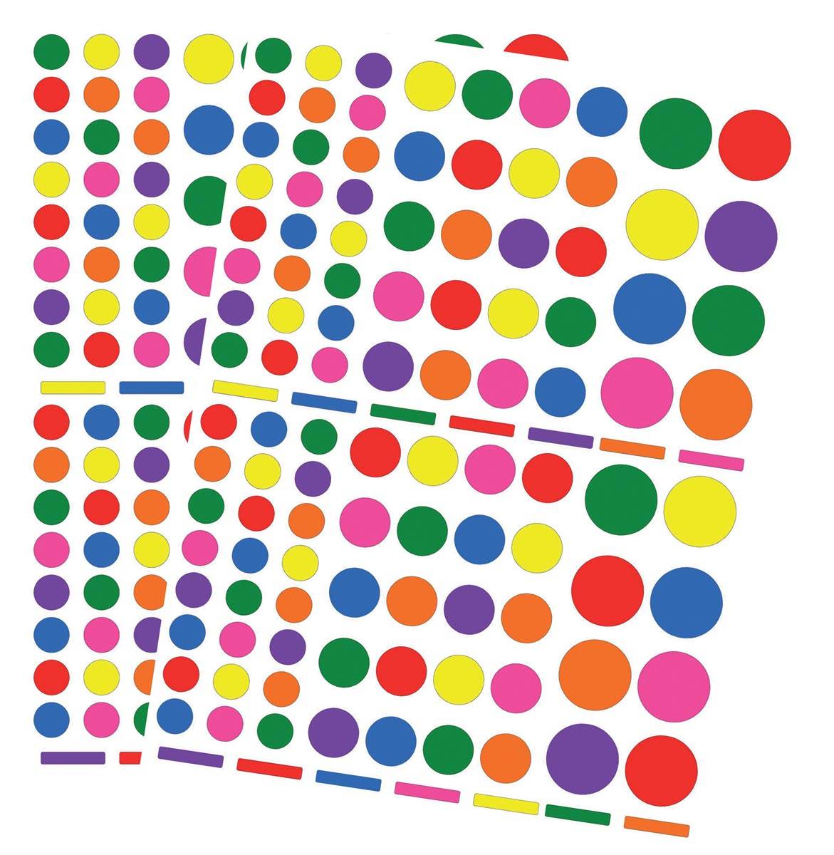 Apli Kids verwijderbare stickers, cirkel, blister met 624 stuks in geassorteerde kleuren en groottes