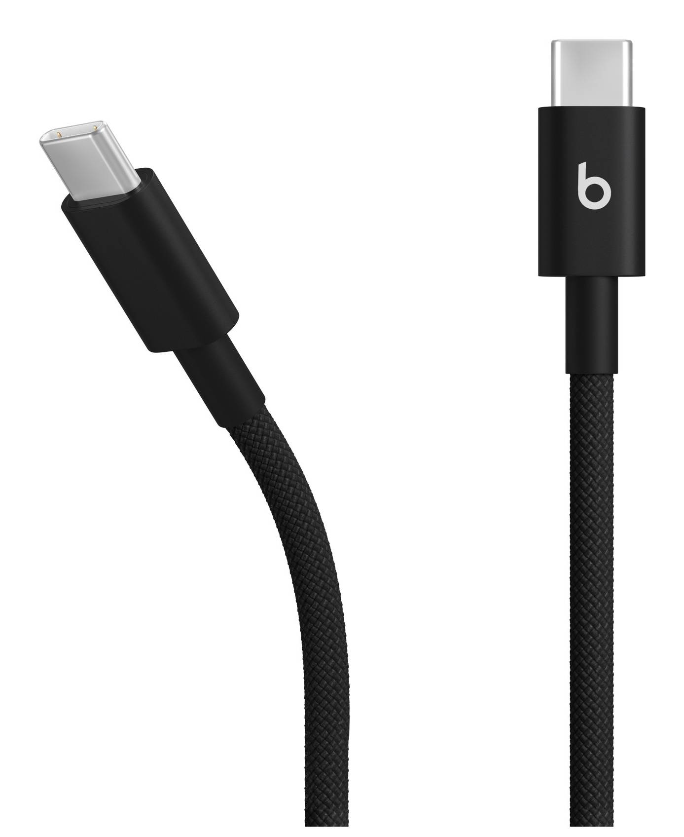 Beats-kabel voor USB-C naar USB-C Geweven, set van 2, snelladen, stevig ontwerp dat niet in de knoop raakt, compatibele oplader voor Apple- en Android-apparaten (1,5 m) - zinderend zwart
