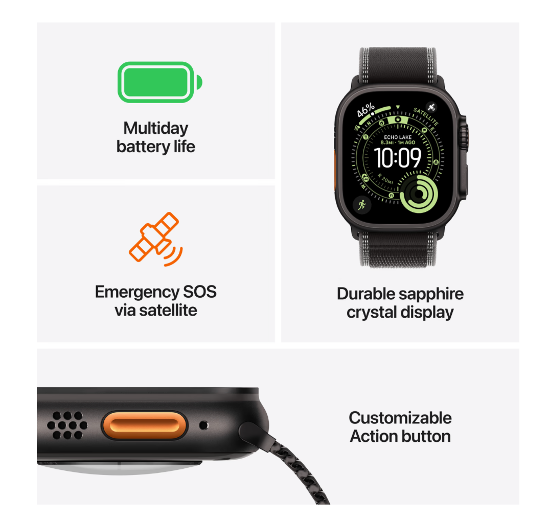 Apple Watch Ultra 3 Cellular 49mm Zwart Trail Band M/L