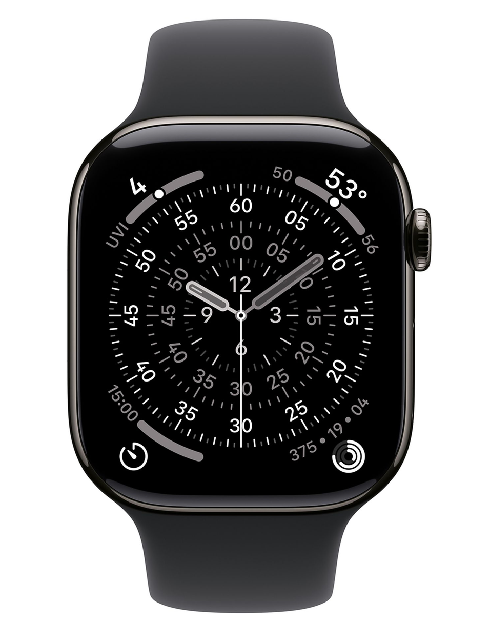 Apple Watch Series 11 GPS + Cellular - 46mm Titanium Case - Black Sport Band S/M Smartwatch Slate