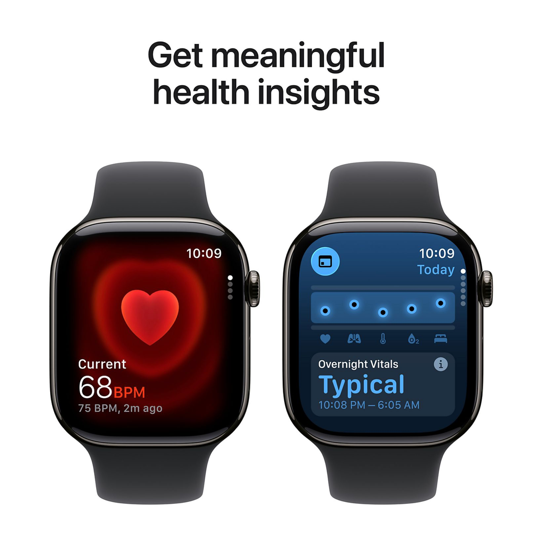 Apple Watch Series 11 GPS + Cellular - 46mm Titanium Case - Black Sport Band S/M Smartwatch Slate