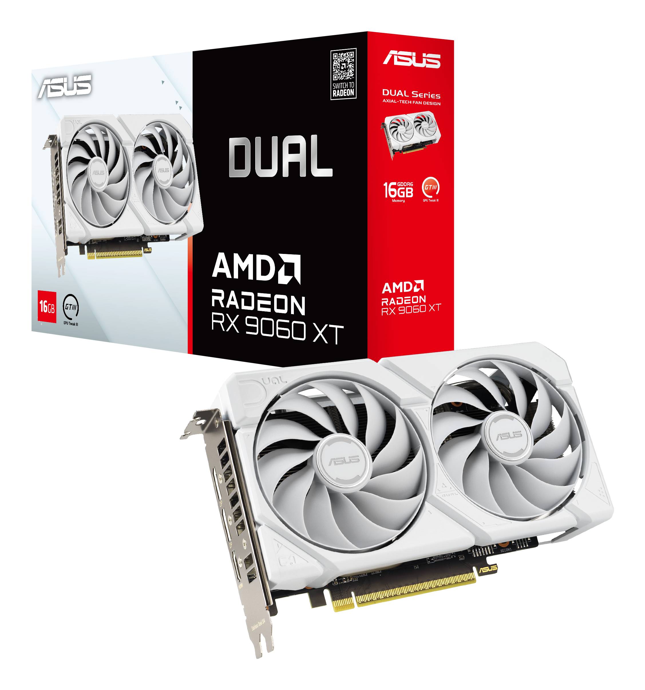 ASUS Dual -RX9060XT-16G-WHITE AMD Radeon RX 9060 XT 16 GB GDDR6