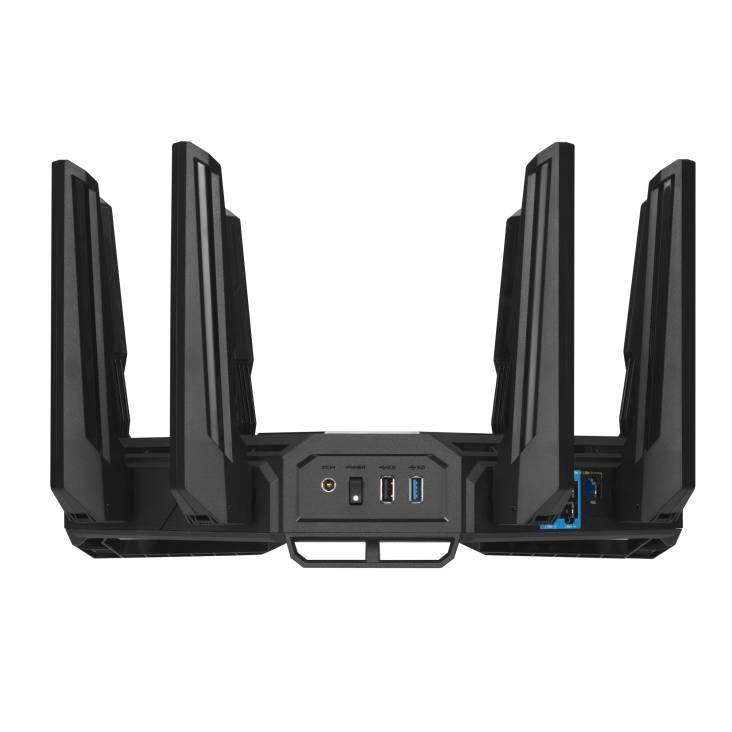 ASUS ROG Rapture GT-BE19000 draadloze router Multi-Gigabit Ethernet Tri-band (2,4 GHz / 5 GHz / 6 GHz) Zwart, Rood