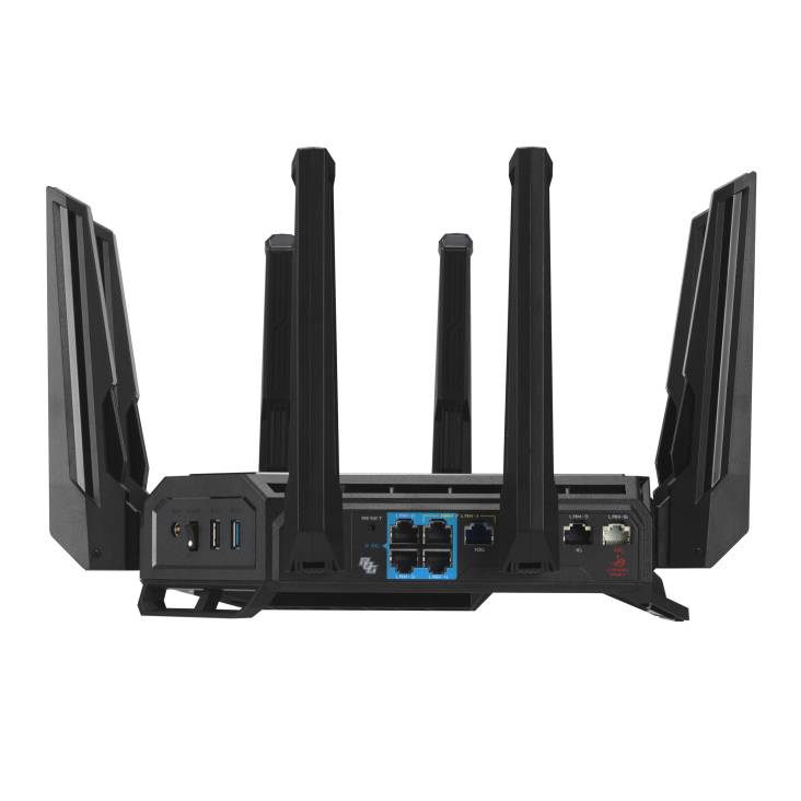 ASUS ROG Rapture GT-BE19000 draadloze router Multi-Gigabit Ethernet Tri-band (2,4 GHz / 5 GHz / 6 GHz) Zwart, Rood