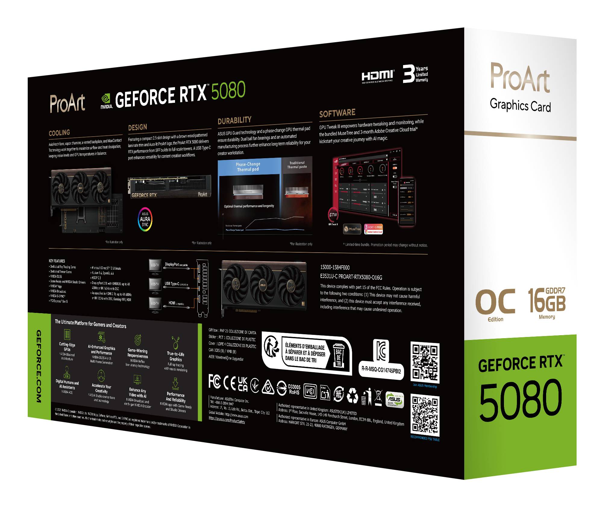 ASUS ProArt -RTX5080-O16G NVIDIA GeForce RTX 5080 16 GB GDDR7