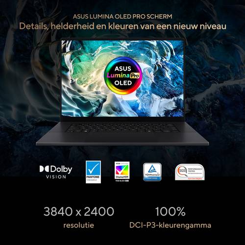 ASUS ProArt P16 H7606WX-SE002X Copilot+ PC AMD Ryzen AI 9 HX 370 Laptop 40,6 cm (16") Touchscreen WQUXGA 64 GB LPDDR5x-SDRAM 4 TB SSD NVIDIA GeForce RTX 5090 Wi-Fi 7 (802.11be) Windows 11 Pro Nederlands Zwart