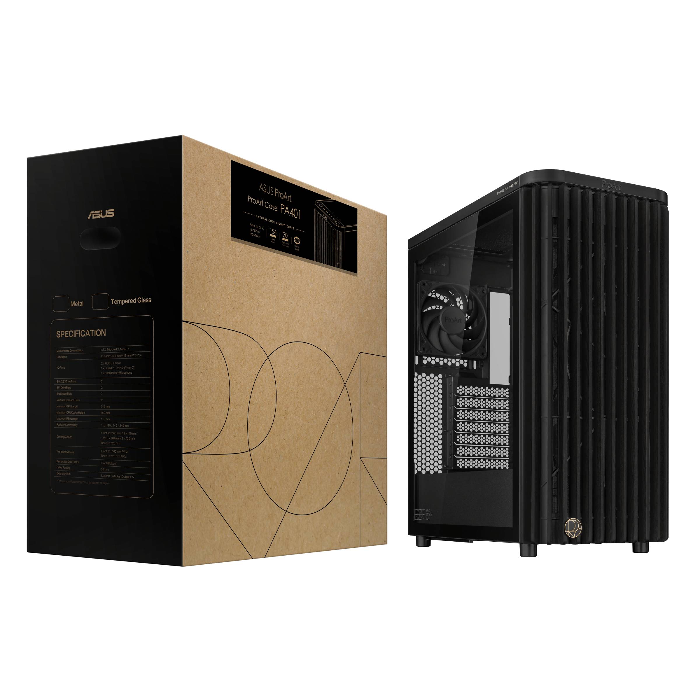 ASUS ProArt PA401 Wood TG PWM (Black) Tower Zwart