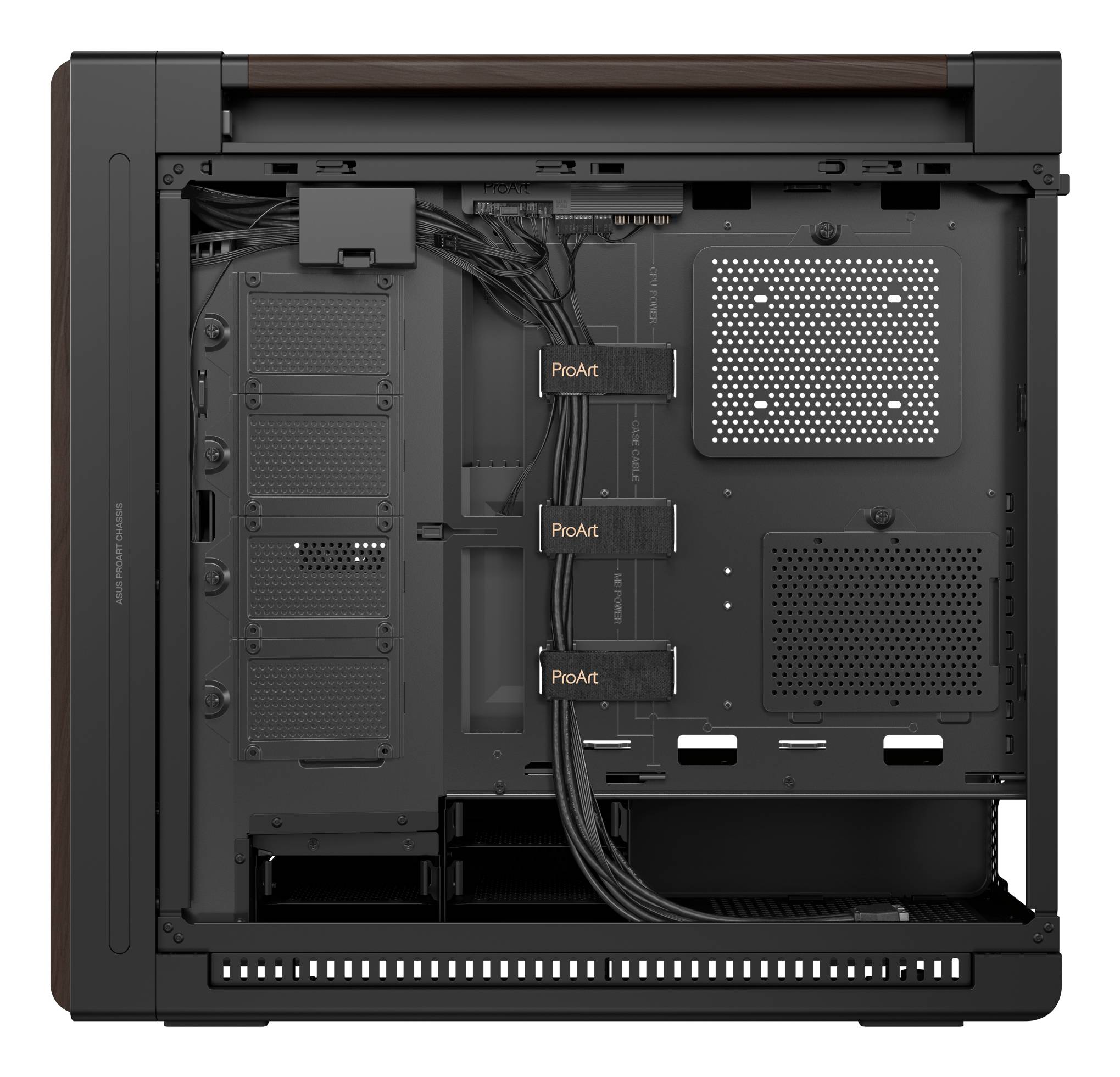 ASUS ProArt PA602 Wood Edition Modern Black - Tempered Glass Panel Midi Tower Zwart, Hout