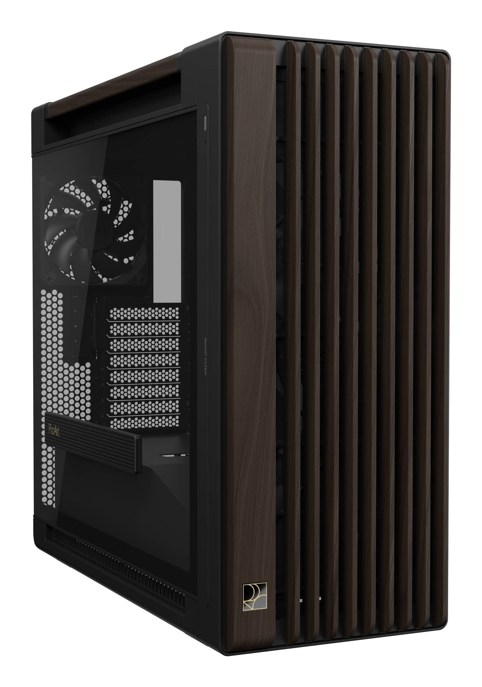 ASUS ProArt PA602 Wood Edition Modern Black - Tempered Glass Panel Midi Tower Zwart, Hout