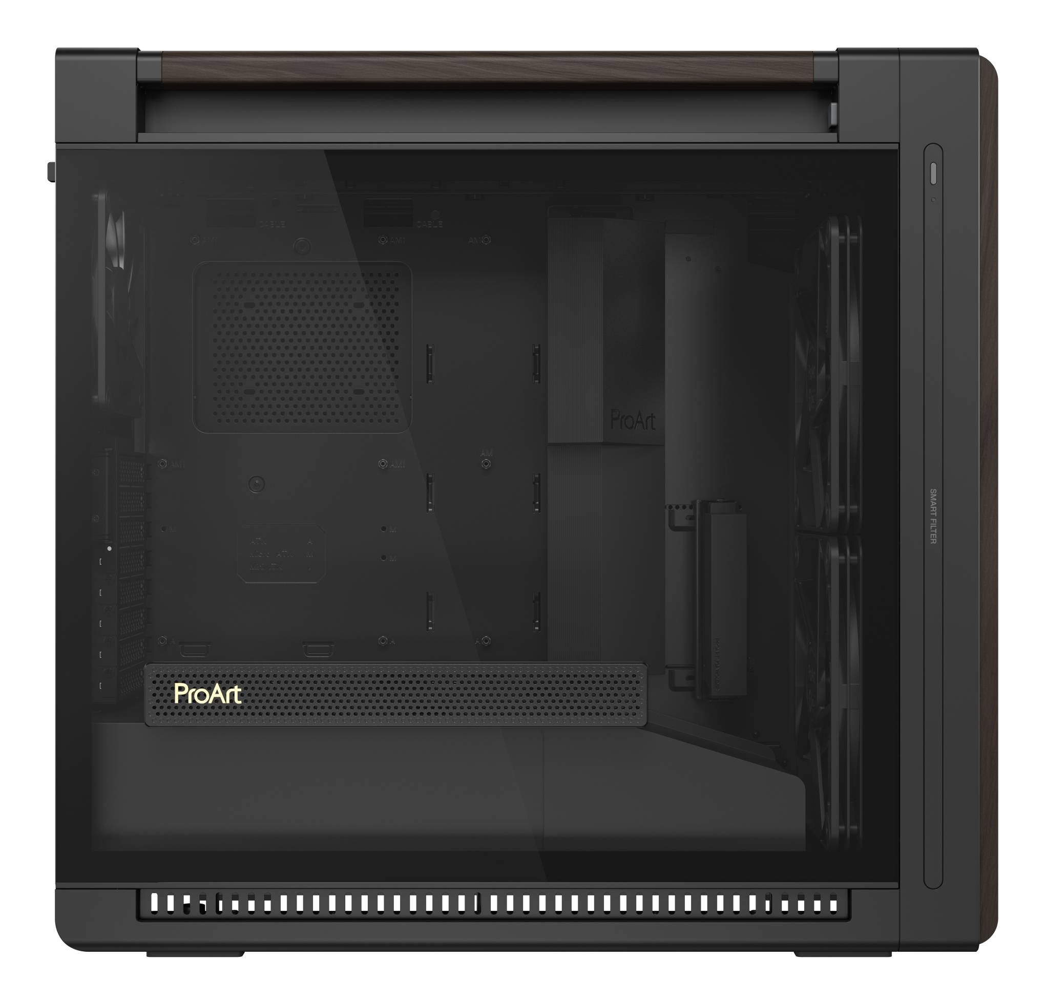 ASUS ProArt PA602 Wood Edition Modern Black - Tempered Glass Panel Midi Tower Zwart, Hout