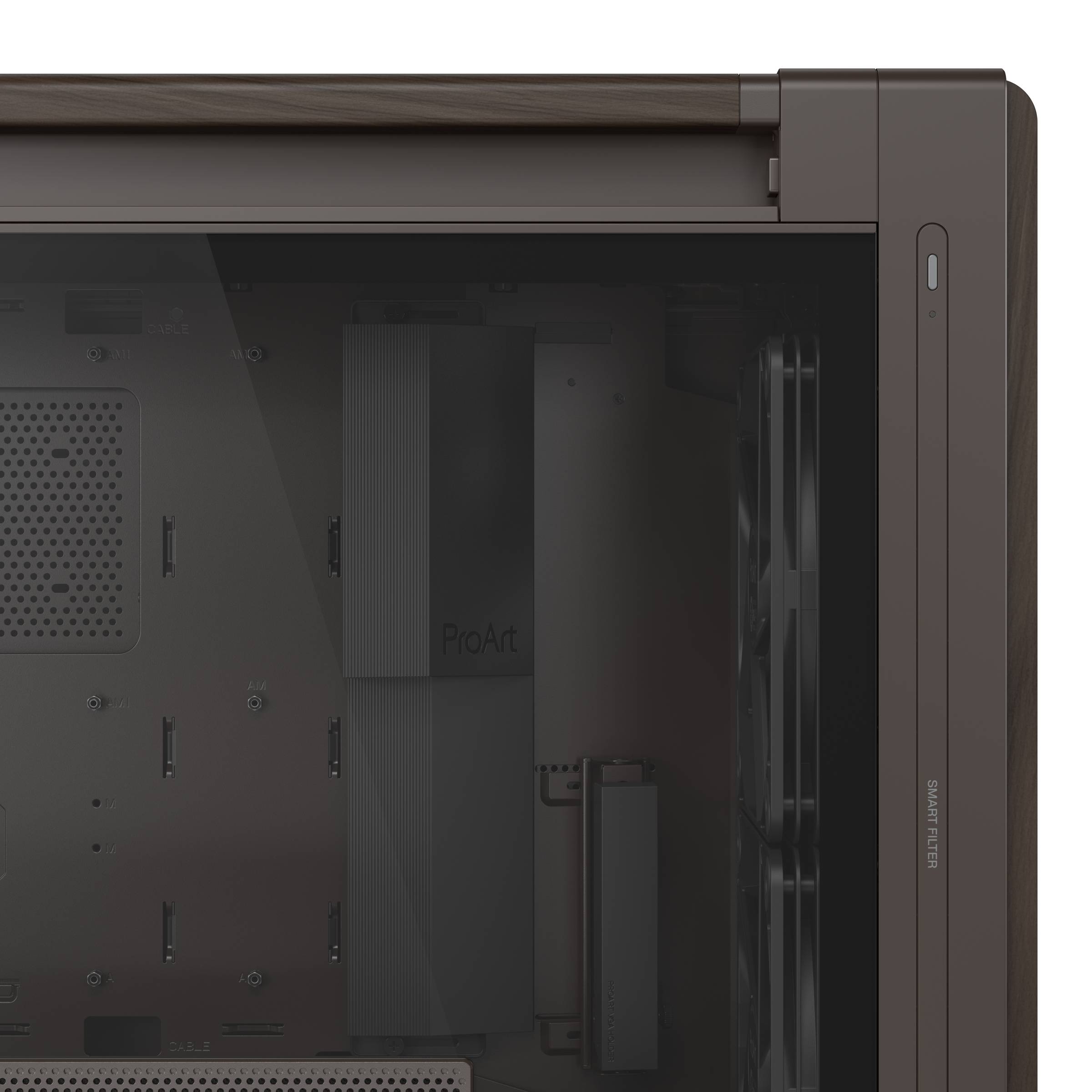 ASUS ProArt PA602 Wood Edition Retro Brown - Tempered Glass Panel Midi Tower Bruin