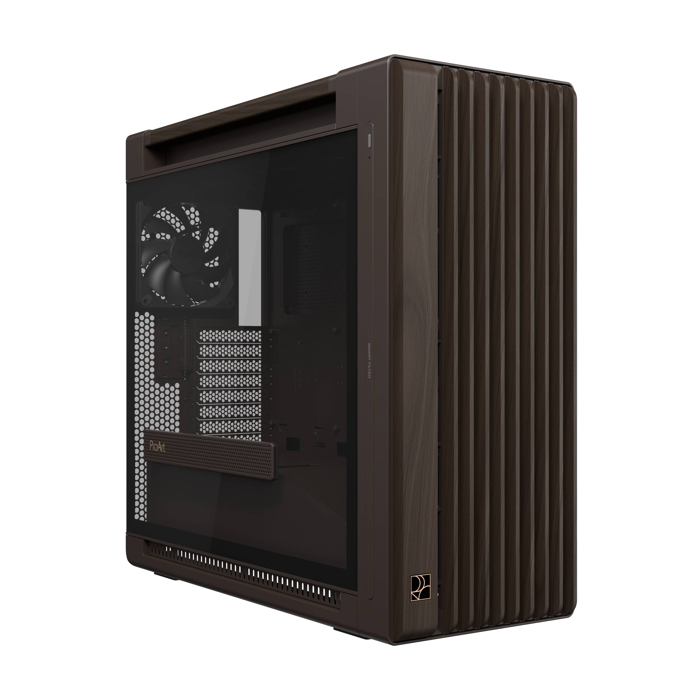 ASUS ProArt PA602 Wood Edition Retro Brown - Tempered Glass Panel Midi Tower Bruin
