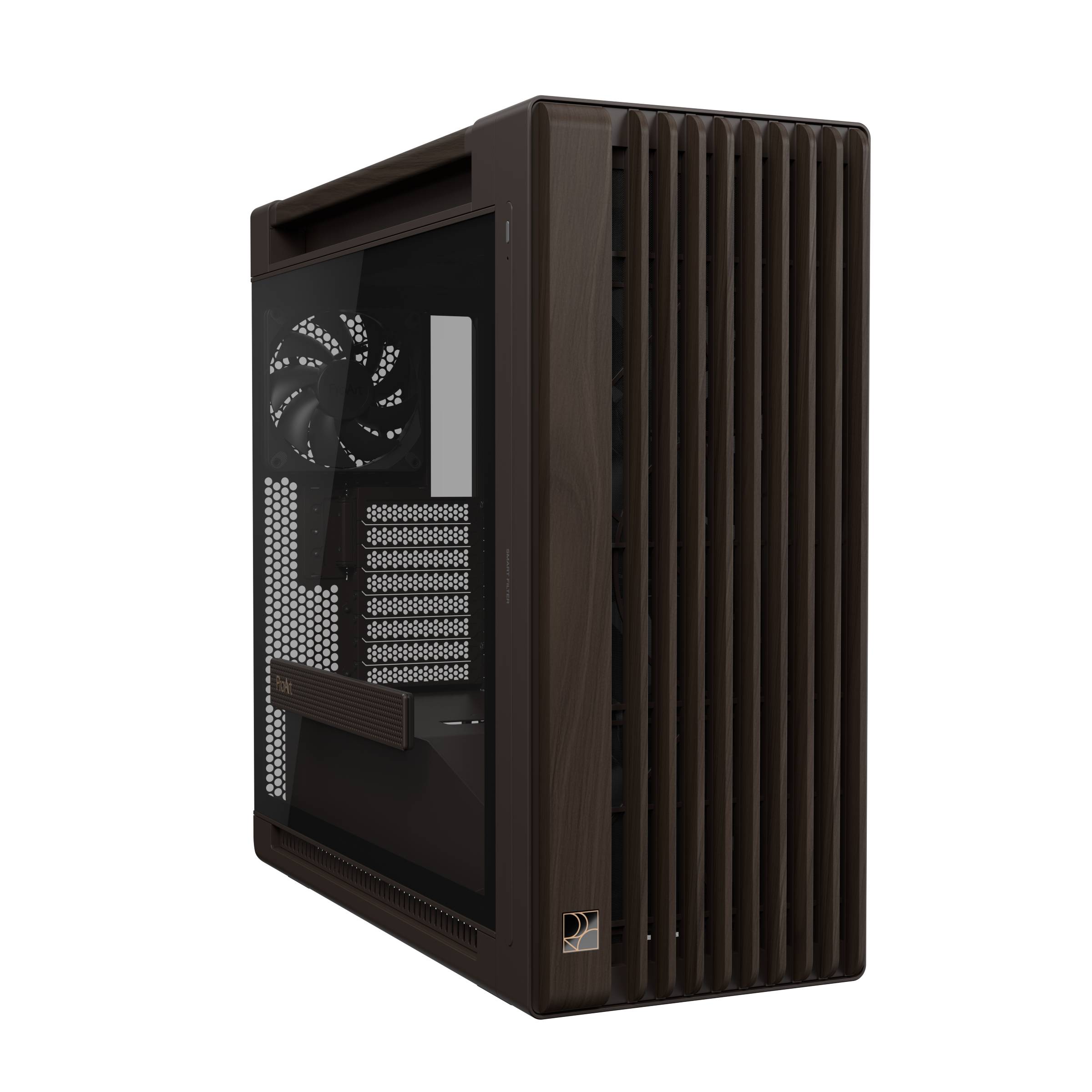 ASUS ProArt PA602 Wood Edition Retro Brown - Tempered Glass Panel Midi Tower Bruin
