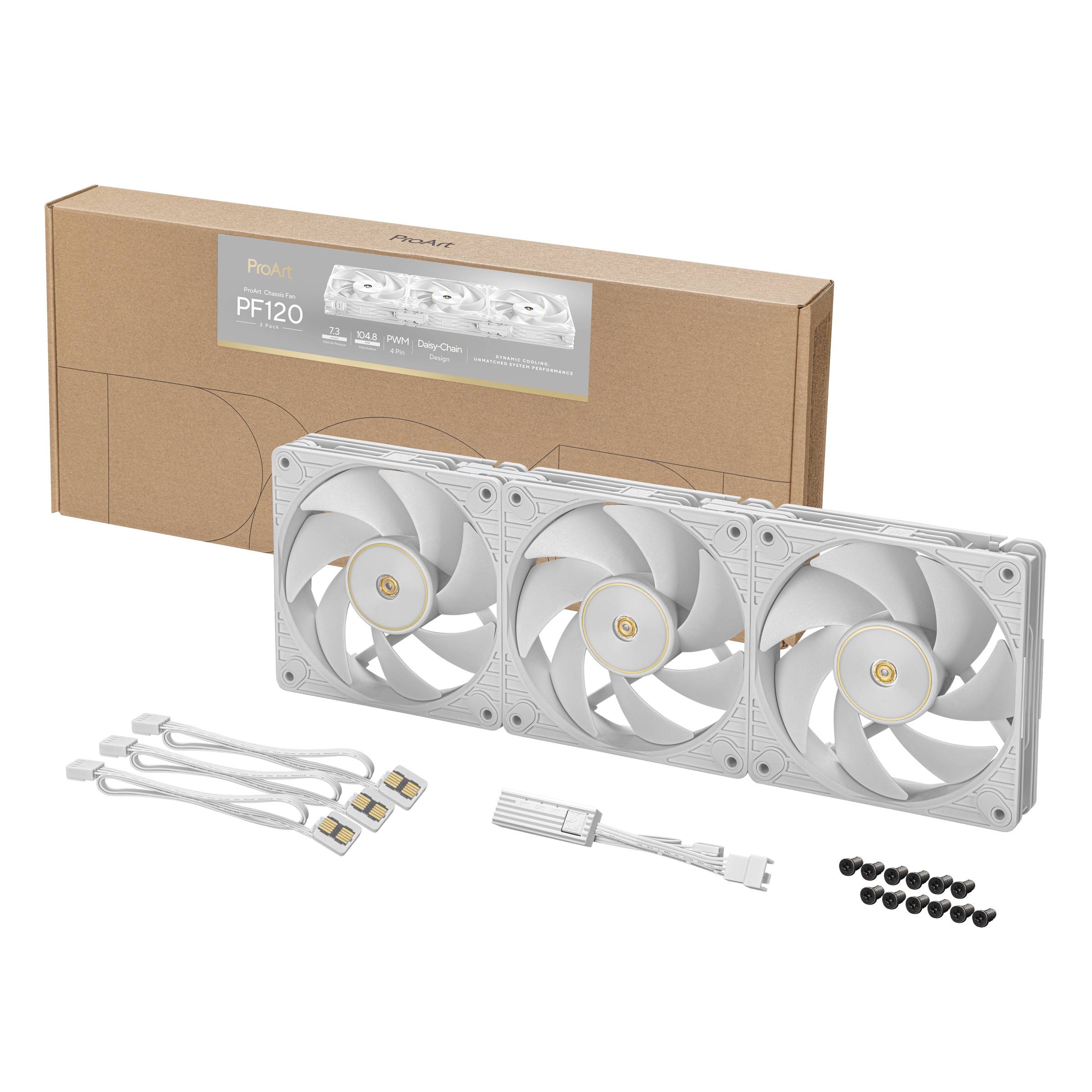 ASUS ProArt PF120 Fan PWM White 3in1 Computer behuizing Ventilator 12 cm Wit 3 stuk(s)