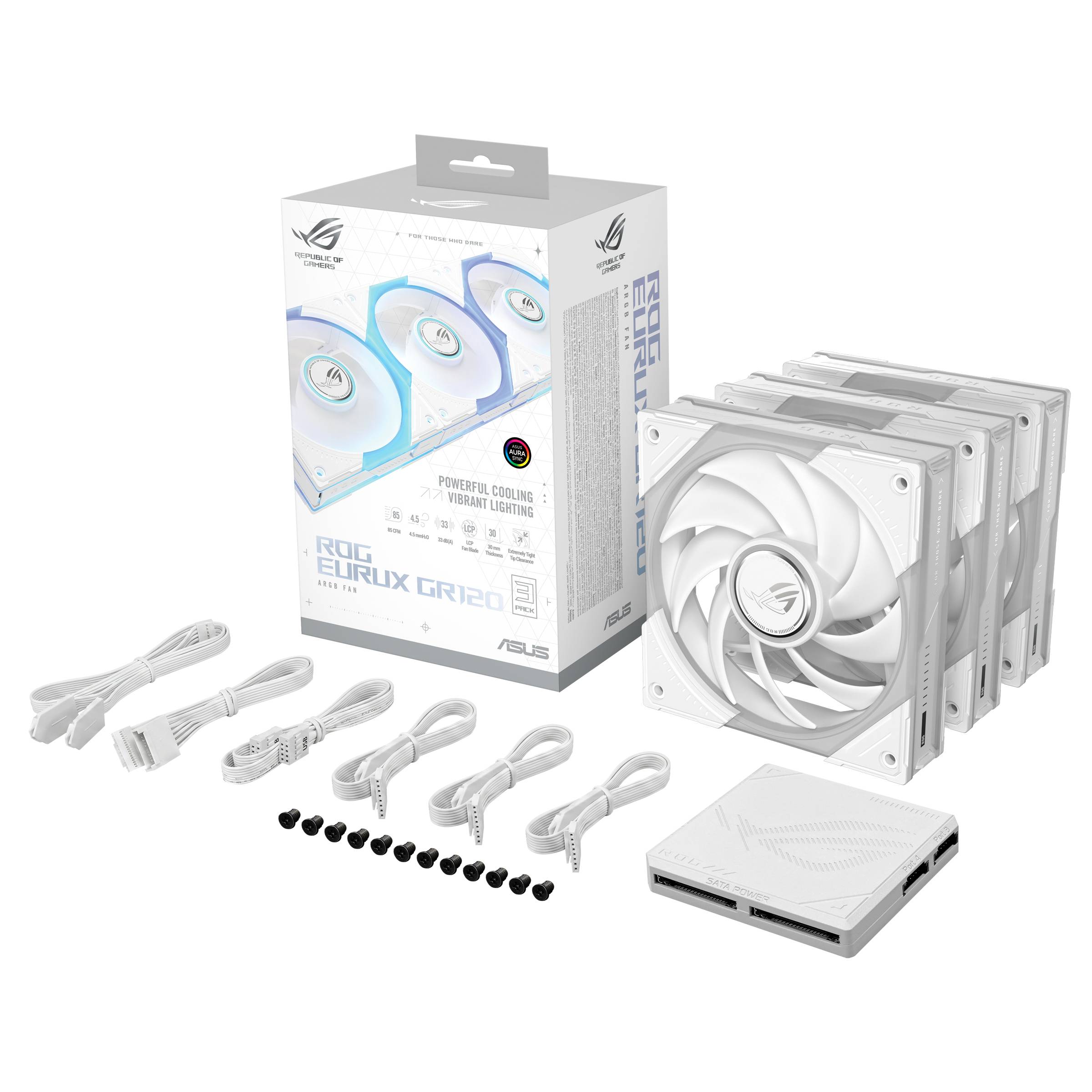 ASUS ROG Eurux GR120 ARGB Fan White Triple Pack Computer behuizing Ventilator 12 cm Wit 3 stuk(s)