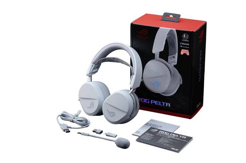 ASUS ROG Pelta Headset Bedraad en draadloos Hoofdband Gamen USB Type-C Bluetooth Wit