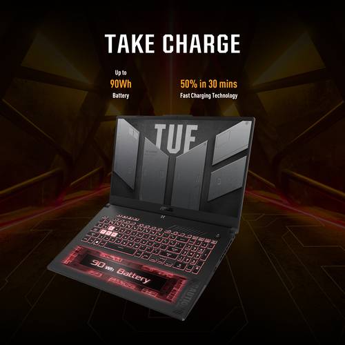 ASUS TUF Gaming A17 FA707NVR-HX013W AMD Ryzen™ 7 7435HS Laptop 43,9 cm (17.3") Full HD 16 GB DDR5-SDRAM 1 TB SSD NVIDIA GeForce RTX 4060 Wi-Fi 6 (802.11ax) Windows 11 Home Belgisch Grijs