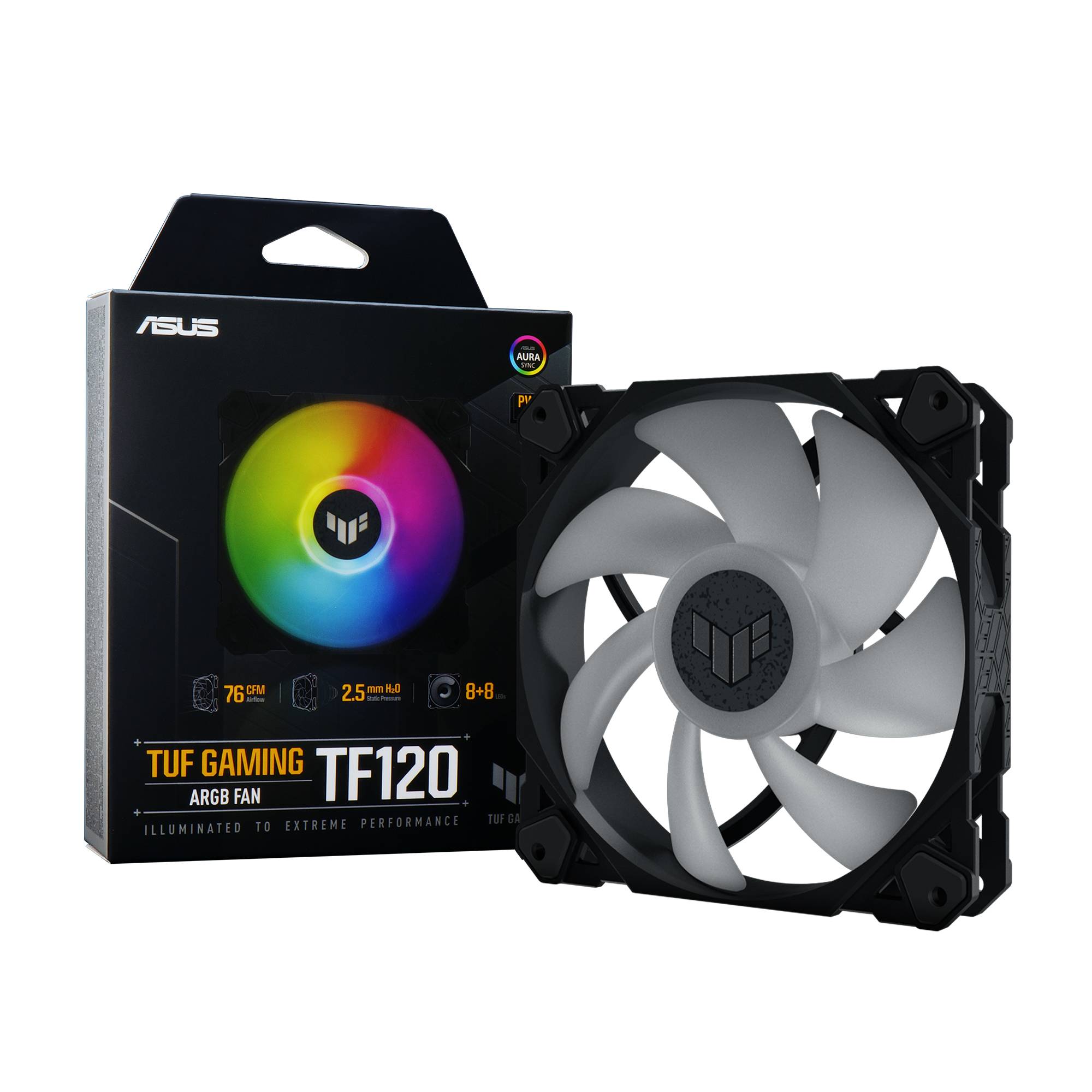 ASUS TUF Gaming TF120 ARGB Fan Computer behuizing Luchtkoeler 12 cm Zwart