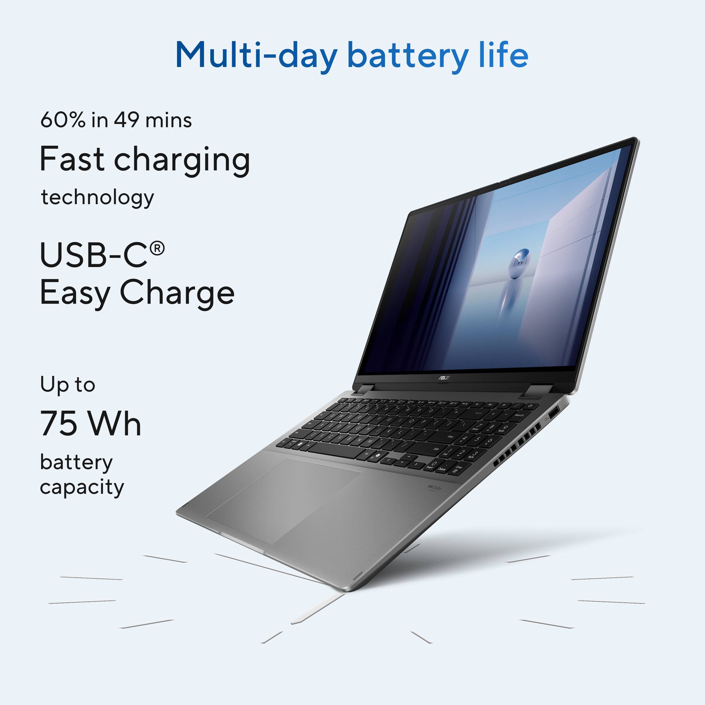 ASUS Vivobook 16 Flip TP3607SA-RJ022W Copilot+ PC Intel Core Ultra 7 258V Hybride (2-in-1) 40,6 cm (16") Touchscreen 3K 32 GB LPDDR5x-SDRAM 1 TB SSD Wi-Fi 7 (802.11be) Windows 11 Home Nederlands Zwart, Grijs