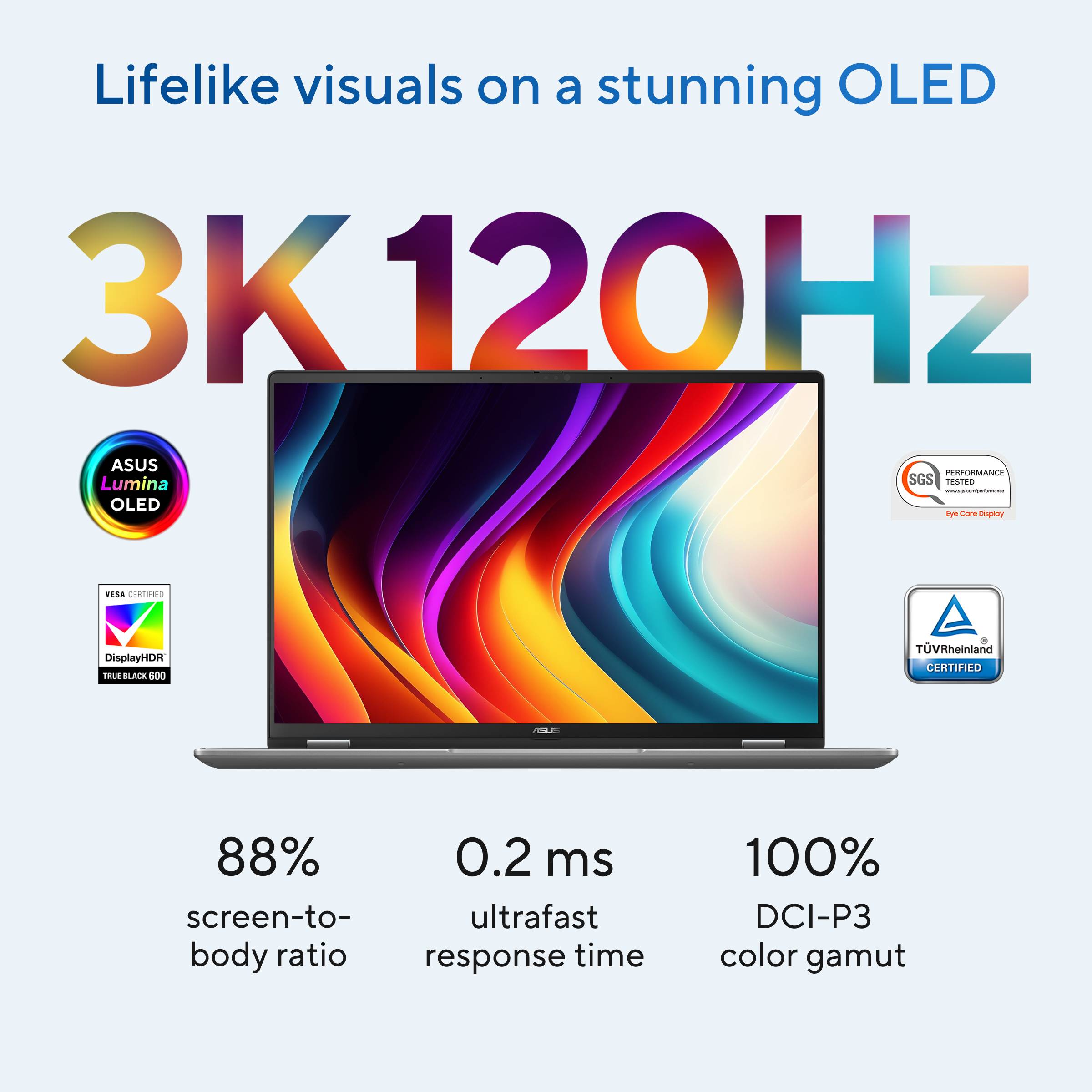 ASUS Vivobook 16 Flip TP3607SA-RJ022W Copilot+ PC Intel Core Ultra 7 258V Hybride (2-in-1) 40,6 cm (16") Touchscreen 3K 32 GB LPDDR5x-SDRAM 1 TB SSD Wi-Fi 7 (802.11be) Windows 11 Home Nederlands Zwart, Grijs