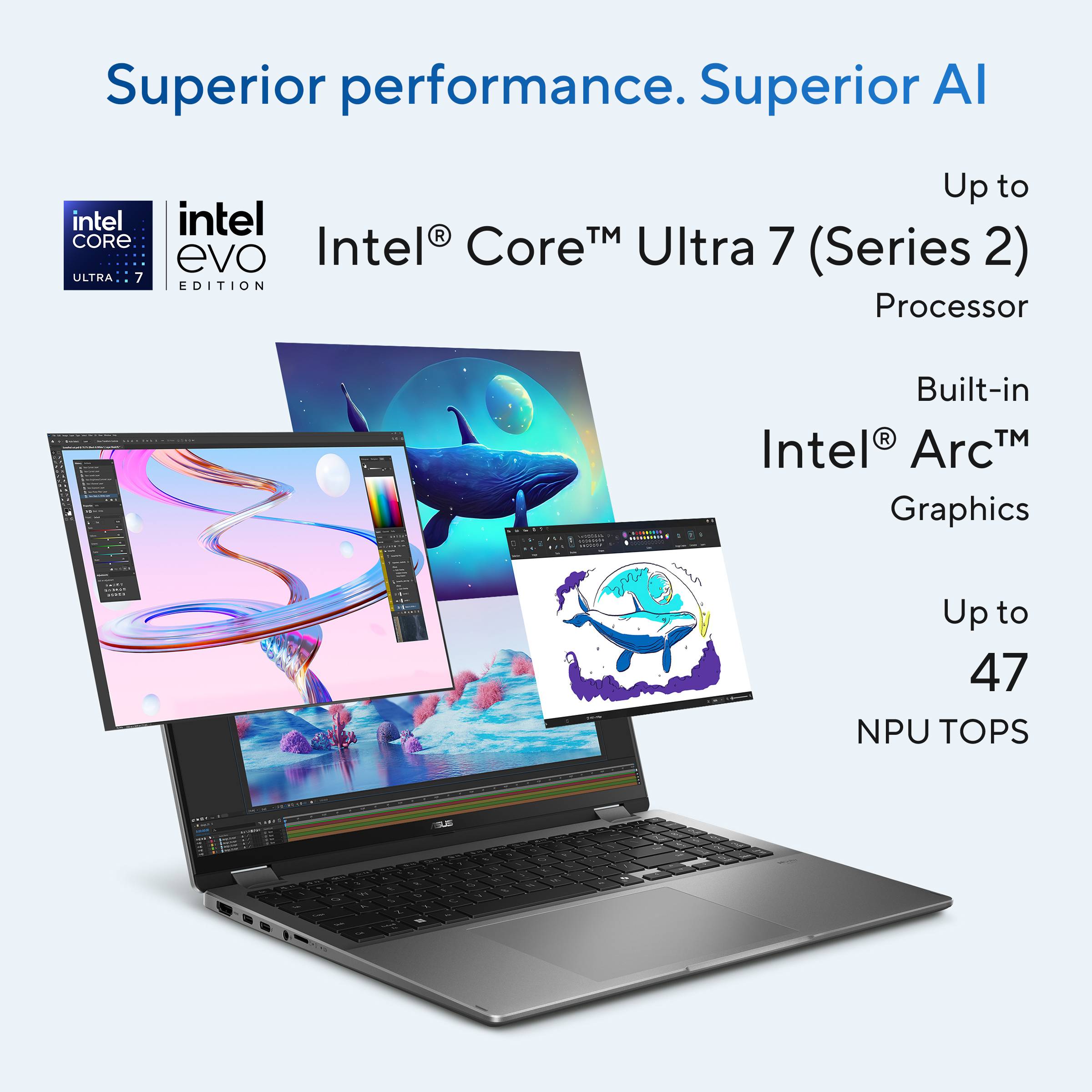 ASUS Vivobook 16 Flip TP3607SA-SI099W Copilot+ PC Intel Core Ultra 7 258V Hybride (2-in-1) 40,6 cm (16") Touchscreen WUXGA 32 GB LPDDR5x-SDRAM 1 TB SSD Wi-Fi 7 (802.11be) Windows 11 Home Nederlands Zwart, Grijs