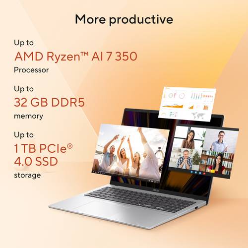 ASUS Vivobook 16 M1607KA-MB5NDW Copilot+ PC AMD Ryzen AI 5 330 Laptop 40,6 cm (16") WUXGA 16 GB DDR5-SDRAM 512 GB SSD Wi-Fi 6 (802.11ax) Windows 11 Home Nederlands Blauw, Zilver