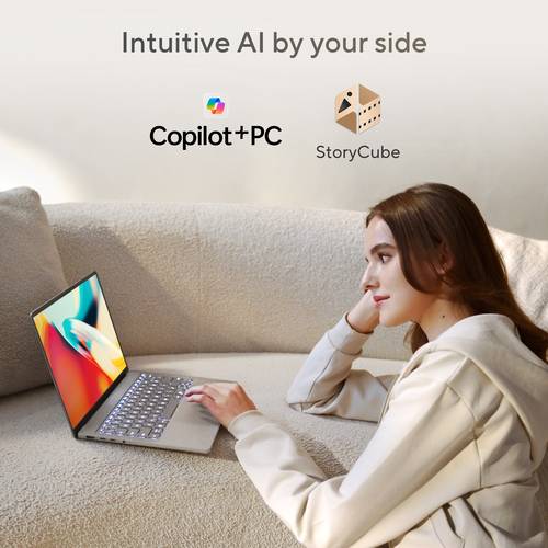 ASUS Zenbook A14 UX3407QA-QD237W Copilot+ PC Qualcomm Snapdragon X1-26-100 Laptop 35,6 cm (14") WUXGA 16 GB LPDDR5x-SDRAM 1 TB SSD Wi-Fi 6E (802.11ax) Windows 11 Home Nederlands Grijs