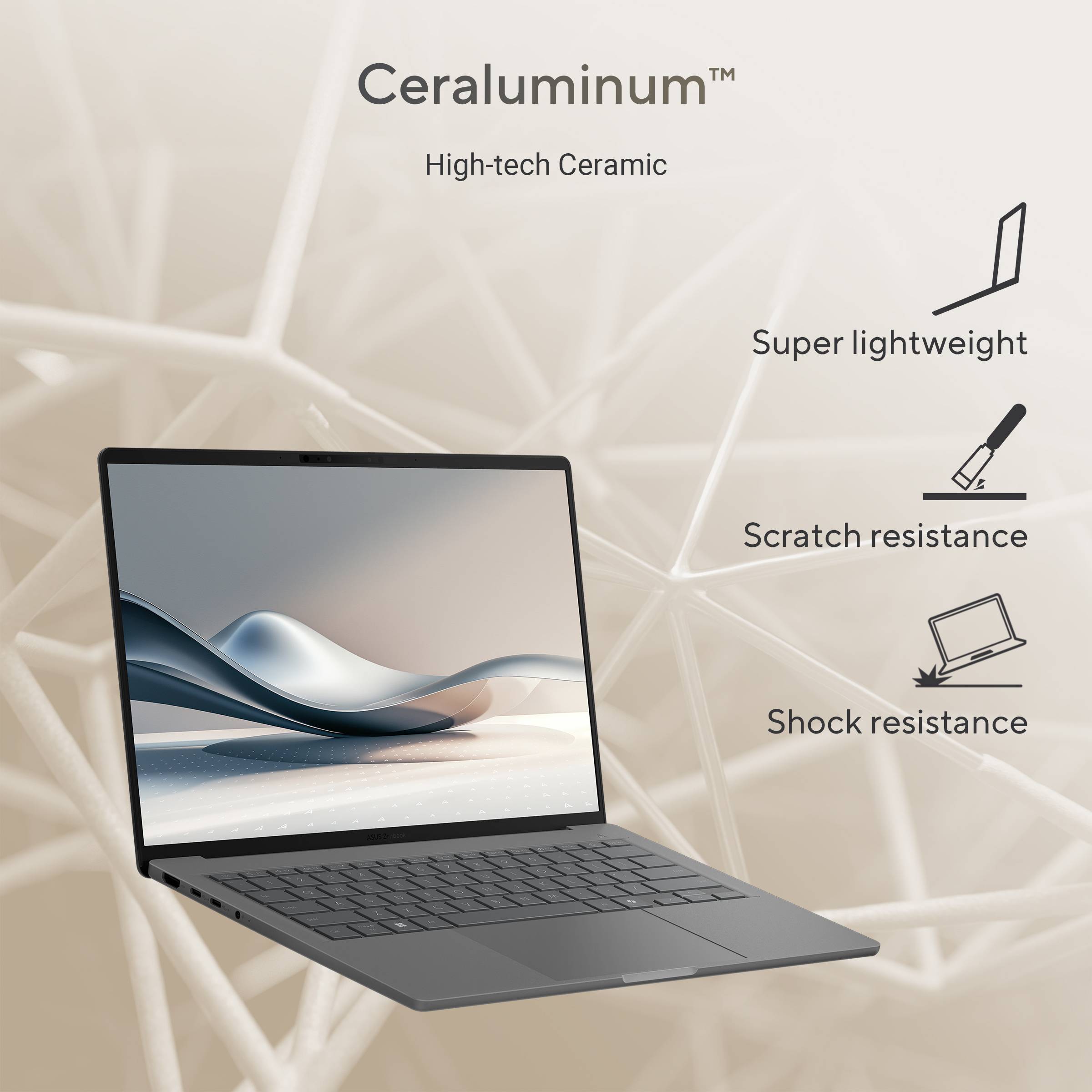 ASUS Zenbook A14 UX3407QA-QD237W Copilot+ PC Qualcomm Snapdragon X1-26-100 Laptop 35,6 cm (14") WUXGA 16 GB LPDDR5x-SDRAM 1 TB SSD Wi-Fi 6E (802.11ax) Windows 11 Home Nederlands Grijs