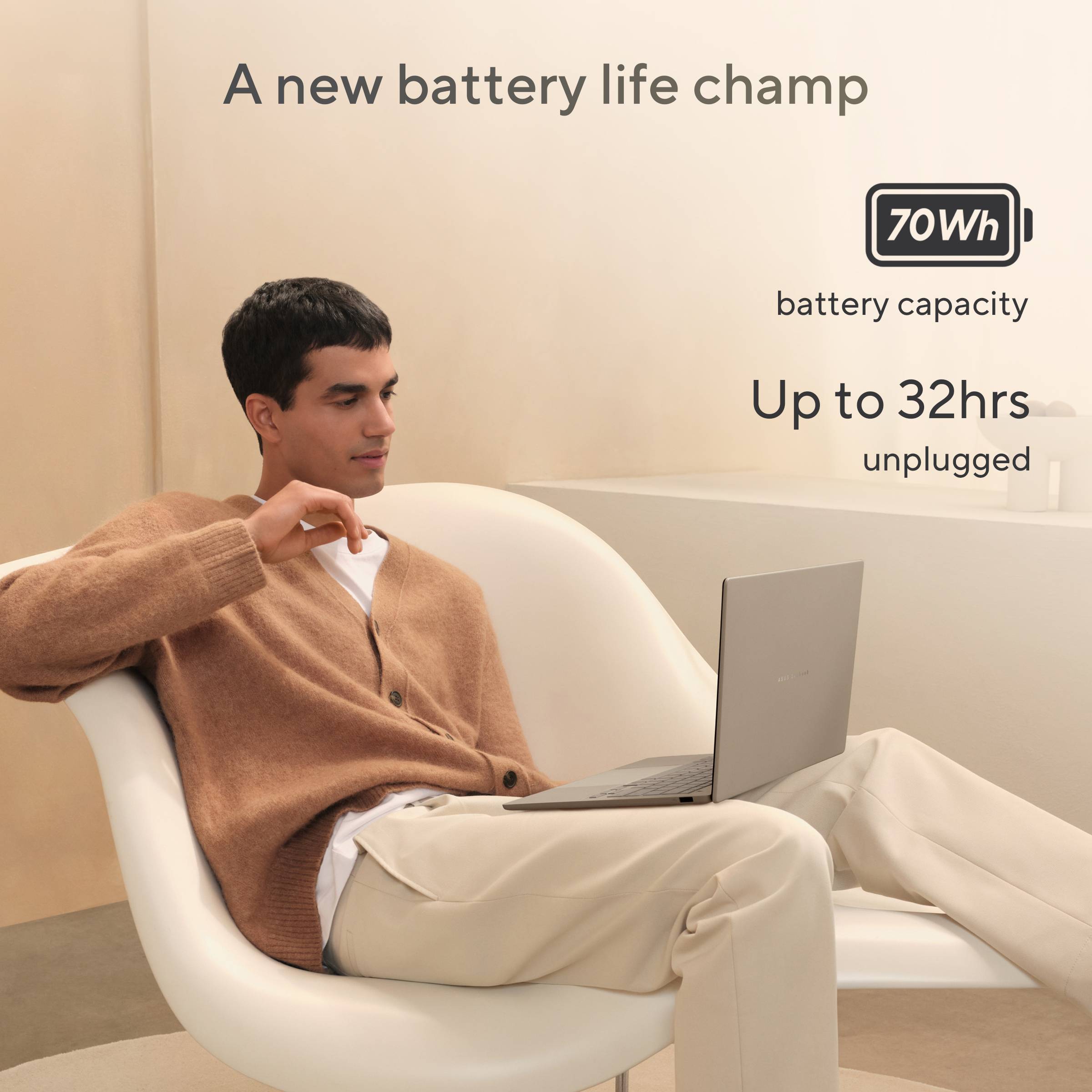 ASUS Zenbook A14 UX3407QA-QD237W Copilot+ PC Qualcomm Snapdragon X1-26-100 Laptop 35,6 cm (14") WUXGA 16 GB LPDDR5x-SDRAM 1 TB SSD Wi-Fi 6E (802.11ax) Windows 11 Home Nederlands Grijs