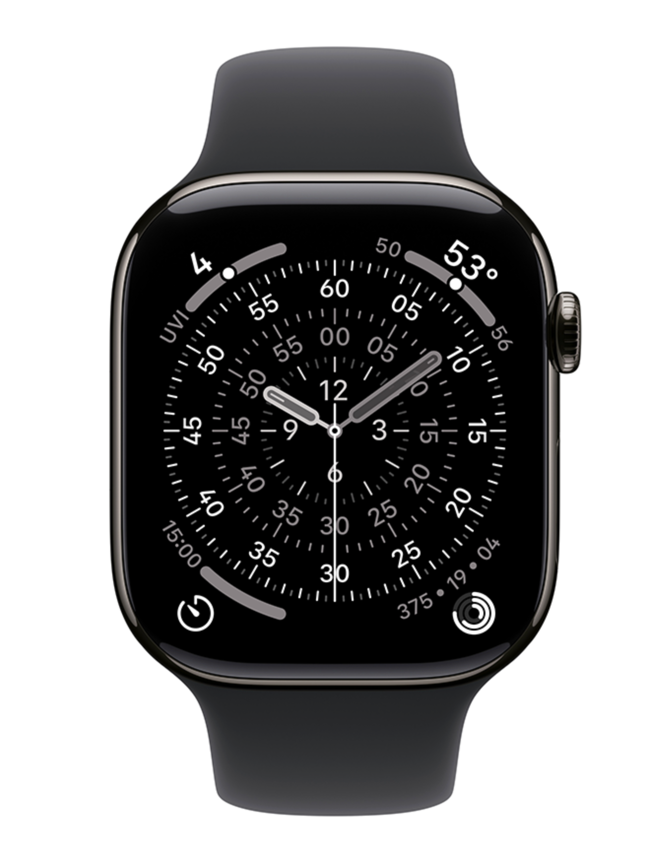 Apple Watch Series 11 46mm GPS + Cellular Titanium Sportbandje M/L Zwart (Zwart)