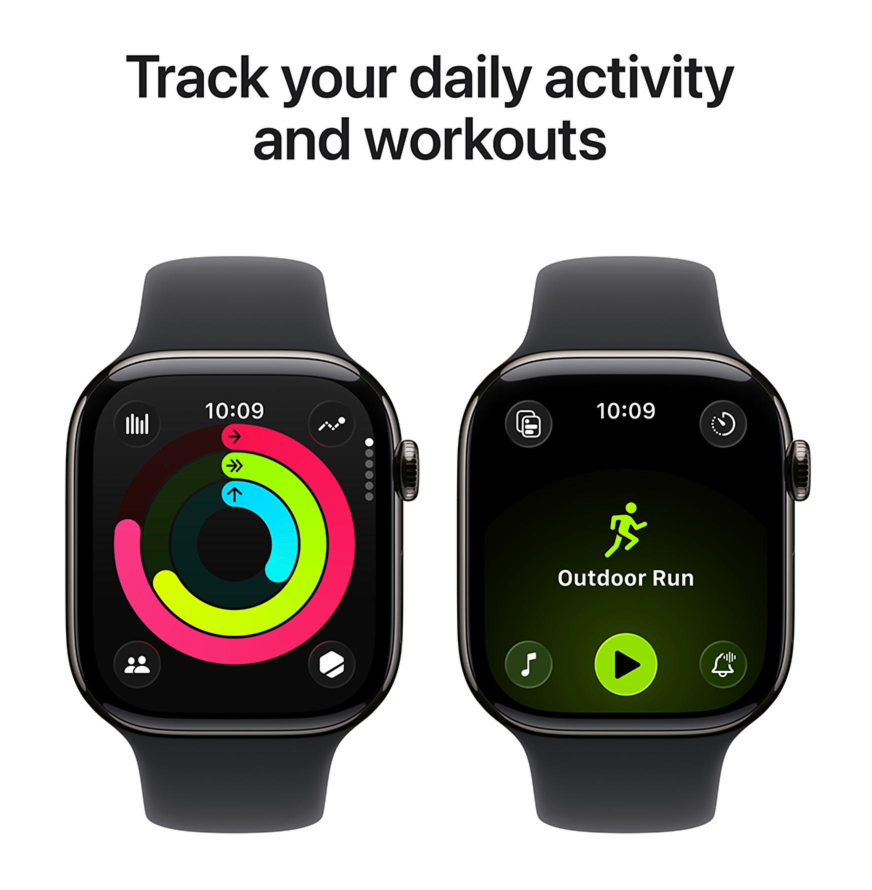 Apple Watch Series 11 46mm GPS + Cellular Titanium Sportbandje M/L Zwart (Zwart)