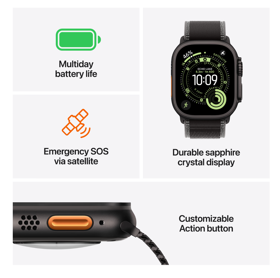 Apple Watch Ultra 3 Cellular 49mm Zwart Trail Band S/M