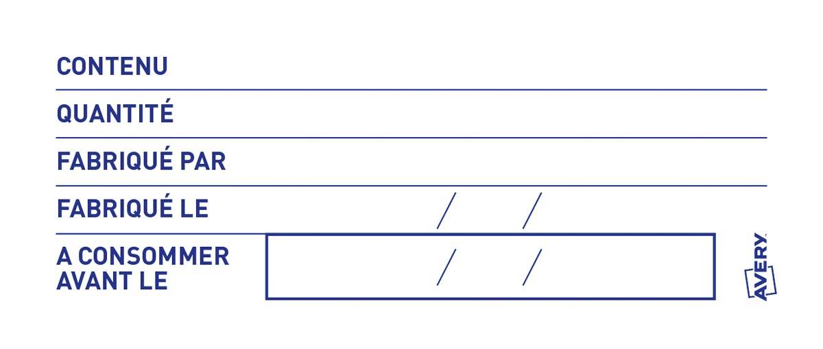 Avery etiketten voedselcodering, ft 98 x 40 mm, 1 rol met 300 afscheurbare etiketten in dispenser, Frans