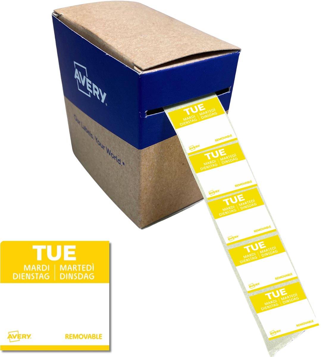 Avery etiketten voedselcodering, HACCP, dinsdag, ft 25 x 25 mm, dispenser van 1000 stuks