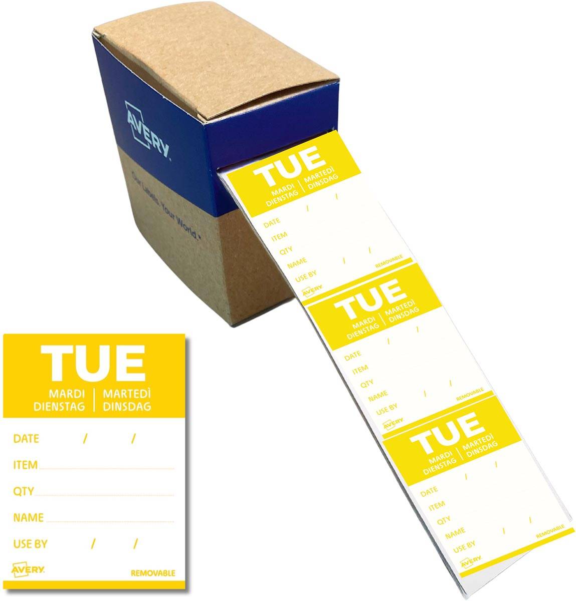 Avery etiketten voedselcodering, HACCP, dinsdag, ft 40 x 56 mm, dispenser van 500 stuks