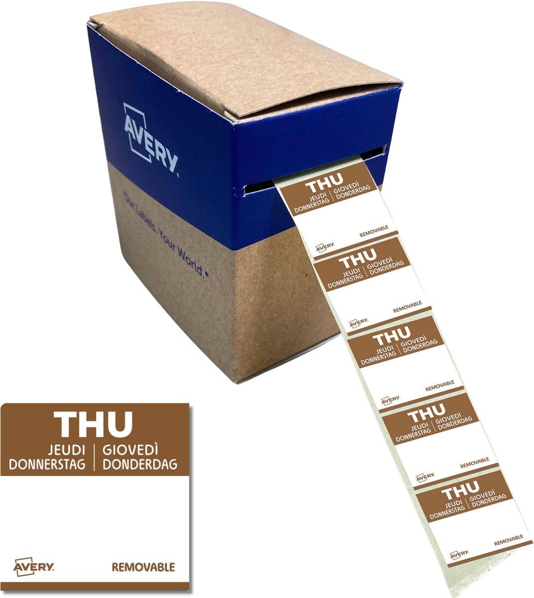 Avery etiketten voedselcodering, HACCP, donderdag, ft 25 x 25 mm, dispenser van 1000 stuks