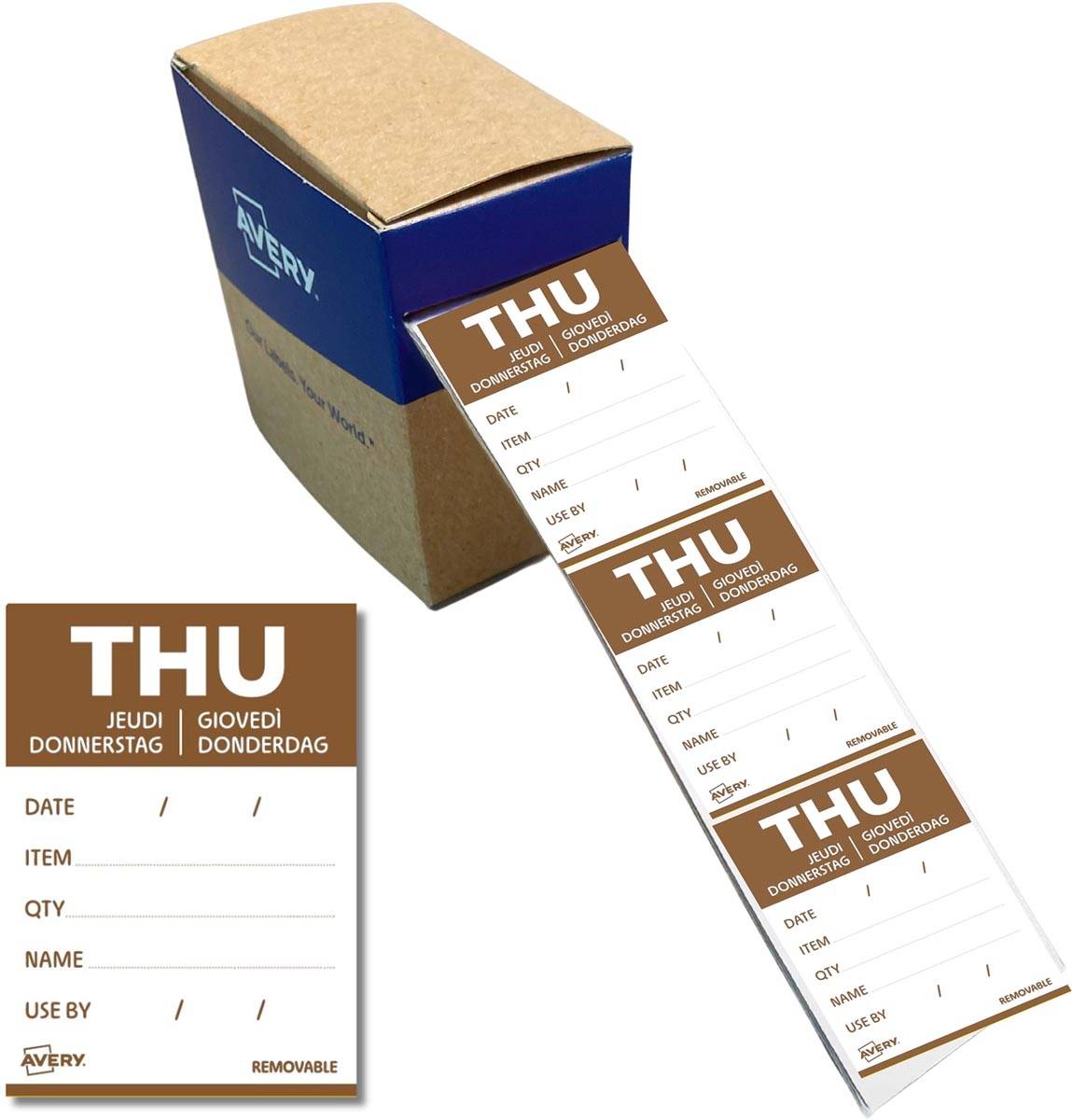Avery etiketten voedselcodering, HACCP, donderdag, ft 40 x 56 mm, dispenser van 500 stuks