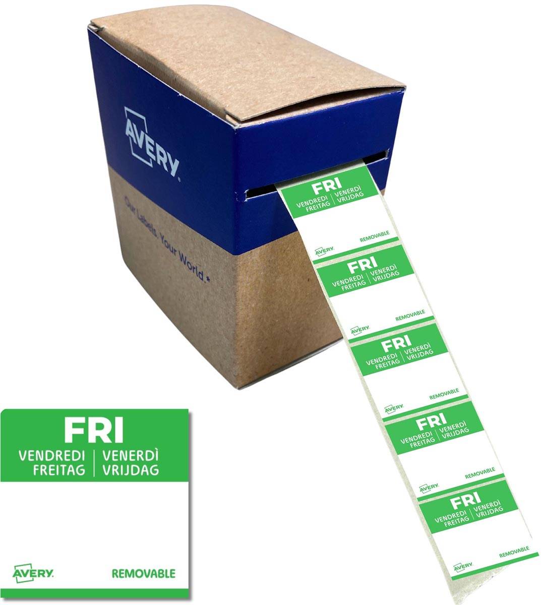 Avery etiketten voedselcodering, HACCP, vrijdag, ft 25 x 25 mm, dispenser van 1000 etiketten