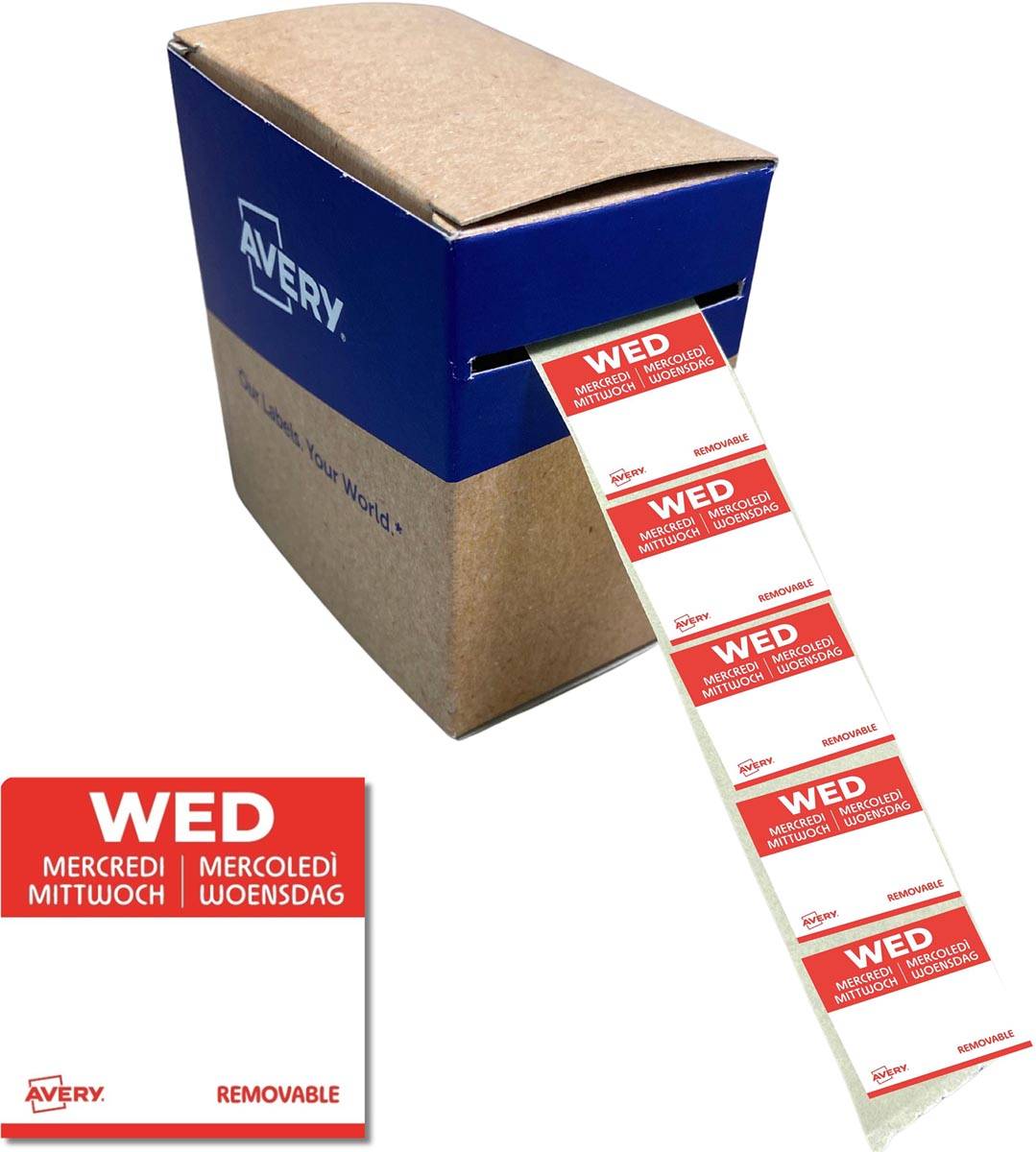 Avery etiketten voedselcodering, HACCP, woensdag, ft 25 x 25 mm, dispenser van 1000 stuks