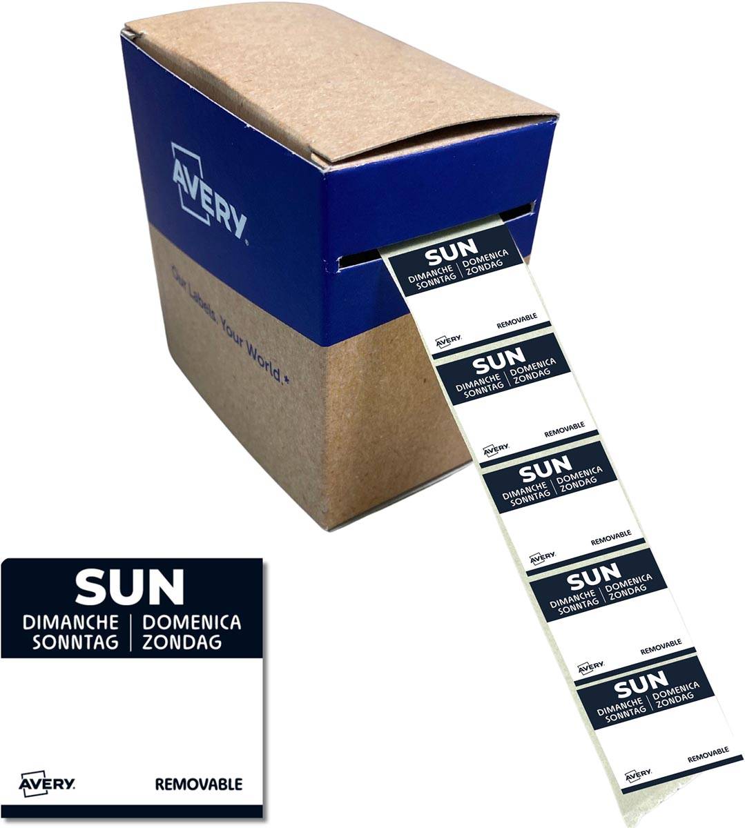 Avery etiketten voedselcodering, HACCP, zondag, ft 25 x 25 mm, dispenser van 1000 stuks