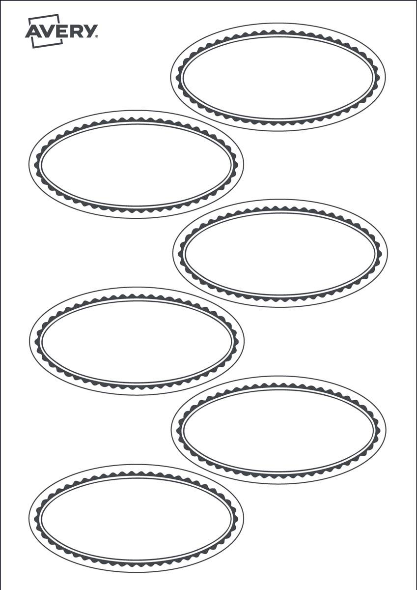 Avery Family ovale oplosbare etiketten, ft 5,5 x 3 cm, ophangbare etui met 18 etiketten