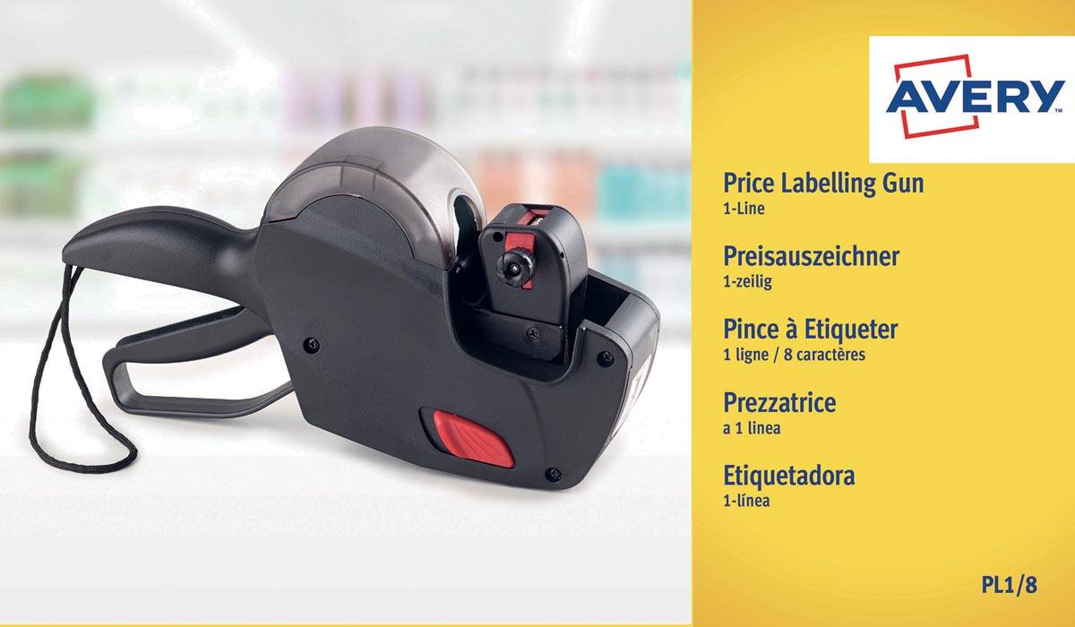 Avery PL1/8 prijstang, zwart